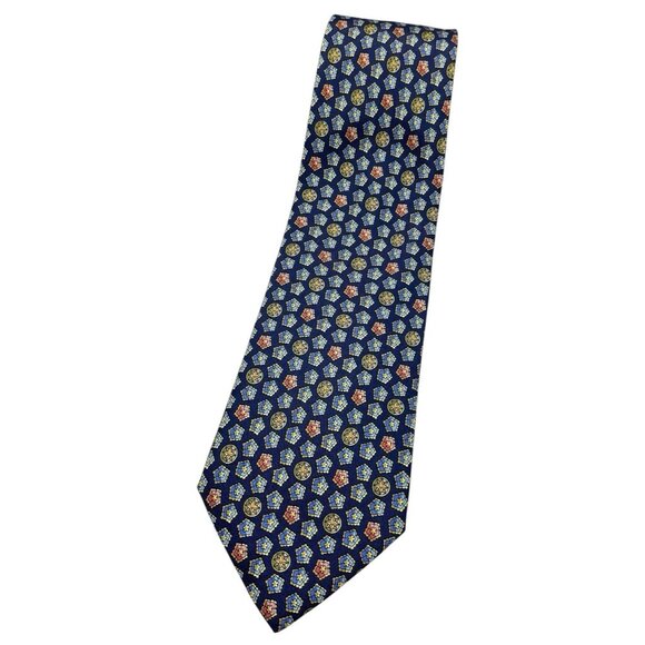 Salvatore Ferragamo Other - NEW SALVATORE FERRAGAMO Men's 100% Silk Necktie LUXURY Blue Geometric W:3.8" EUC